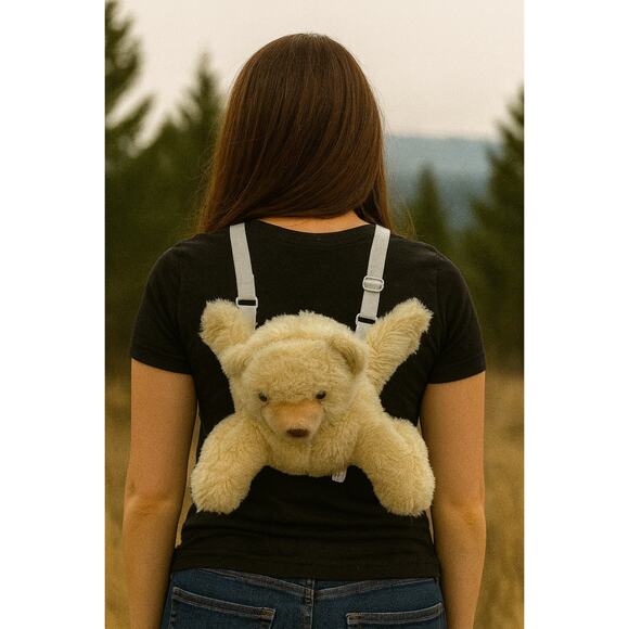 Handmade Upcycled Teddy Bear Backpack Plush Bear Bag Cute Y2K Kawaii Accessory